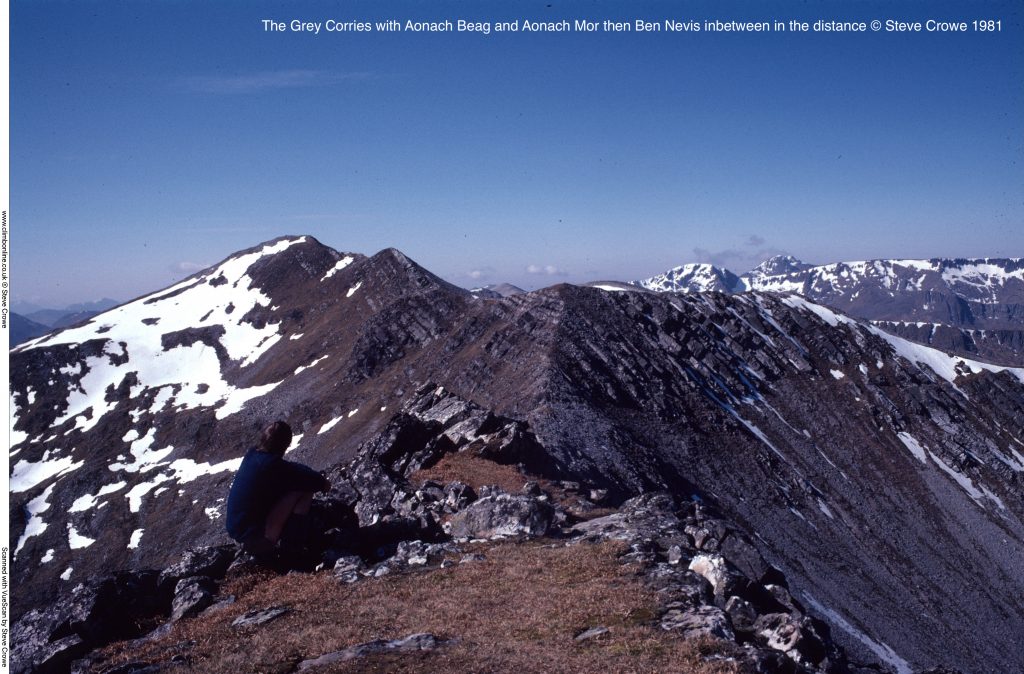The Grey Corries, Aonach Beag, Aonach Mor and Ben Nevis in the distance © Steve Crowe 1981